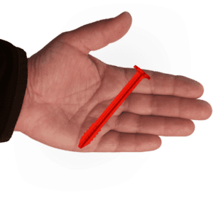 SwissPiranha RT90 tent peg in hand