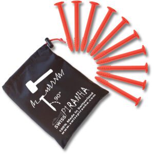 SwissPiranha RT90 superstable ultralight plastic Hering tent peg sardine with bag