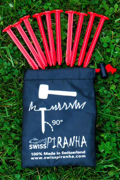 SwissPiranha RT90 superstable ultralight plastic Hering tent peg sardine with bag