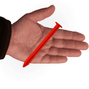 SwissPiranha RT120 tent peg in hand