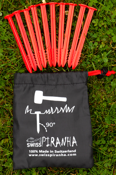SwissPiranha RT120 superstable ultralight plastic Hering tent peg sardine with bag