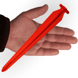 SwissPiranha RT220 tent peg in hand