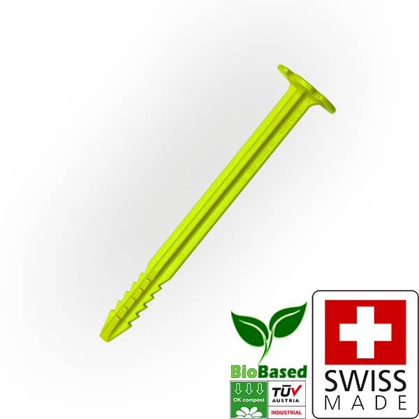 SwissPiranha GS150 ultralight vegan tent stakes biobased bio-based vegan recycling plastic Hering tent peg sardine