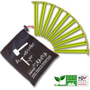 SwissPiranha GreenShark GS150 GS150 ultralight vegan tent stakes biobased bio-based vegan recycling plastic Hering tent peg sardine