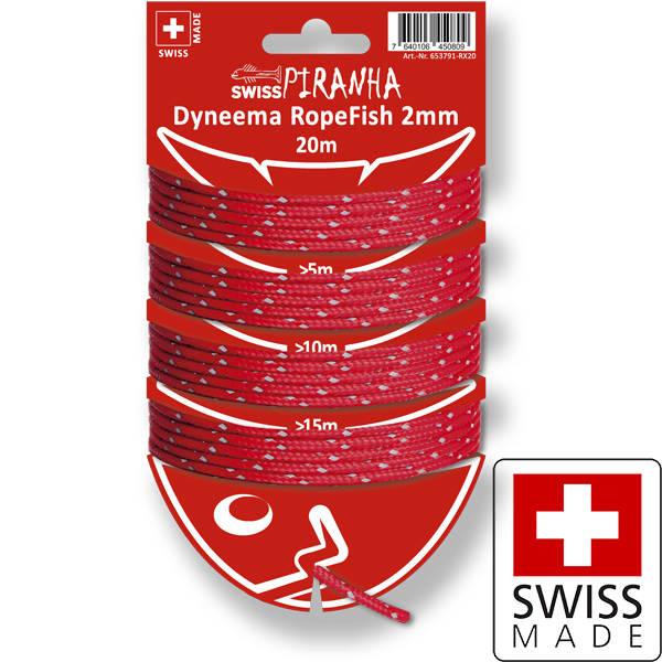 RopeFish 20m Dyneema 2mm red reflecting paracord