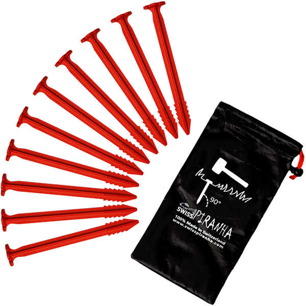 Set of 10 SwissPiranha RedTrout RT180 ultralight tent peg with bag plastic Hering sardine